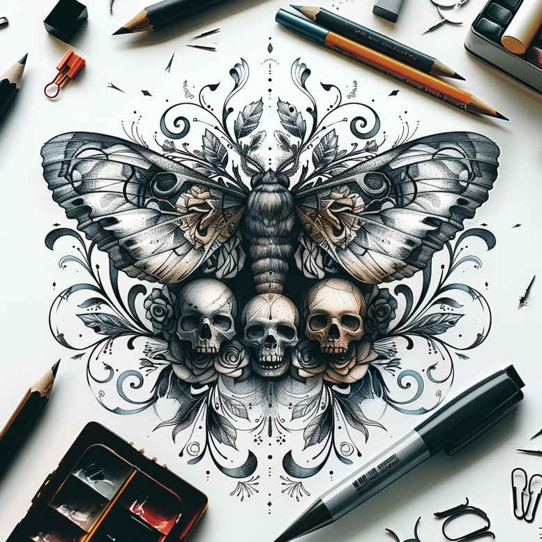 Motyle ćmy ważki - Free tattoo design ideas ai genereted - inkby.ai