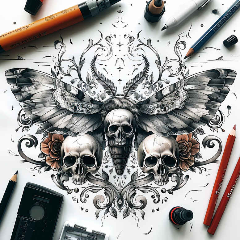 Motyle ćmy ważki - Free tattoo design ideas ai genereted - inkby.ai
