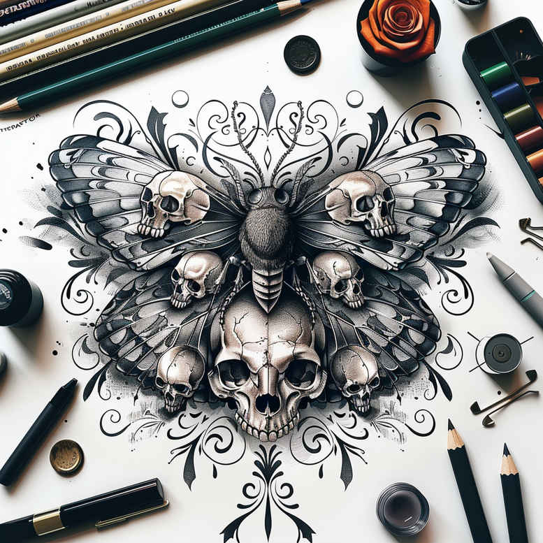 Motyle ćmy ważki - Free tattoo design ideas ai genereted - inkby.ai