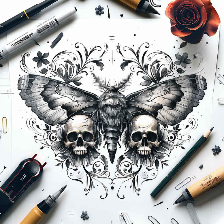 Motyle ćmy ważki - Free tattoo design ideas ai genereted - inkby.ai