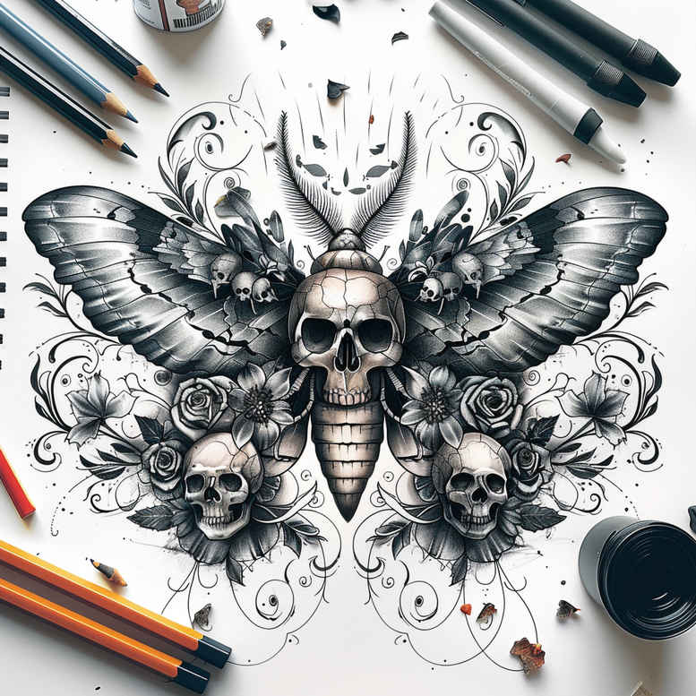 Motyle ćmy ważki - Free tattoo design ideas ai genereted - inkby.ai