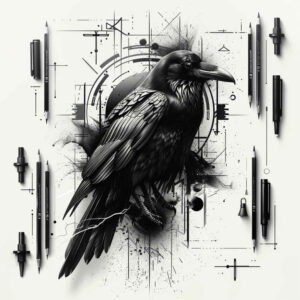 black-crow-light-play-for-outer-arm – tattoo design ideas free ai generated – Gallery: crows-and-ravens-inkby-ai