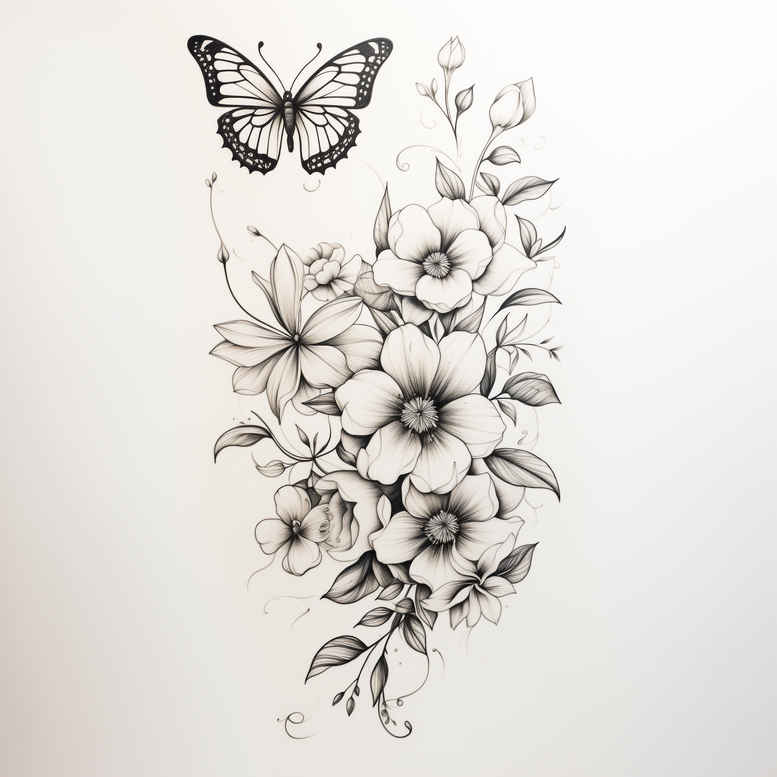 Motyle ćmy ważki - Free tattoo design ideas ai genereted - inkby.ai