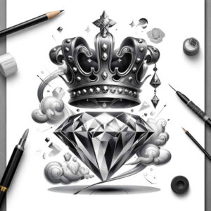 Korony i diamenty - Free tattoo design ideas ai genereted - inkby.ai