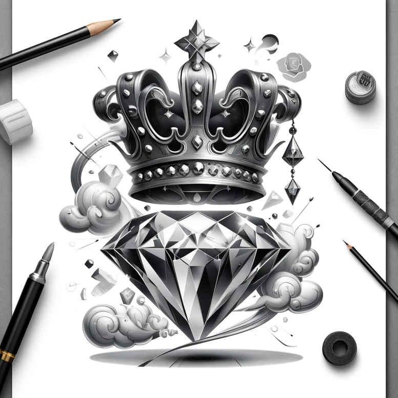 Korony i diamenty - Free tattoo design ideas ai genereted - inkby.ai
