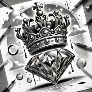 Korony i diamenty - Free tattoo design ideas ai genereted - inkby.ai