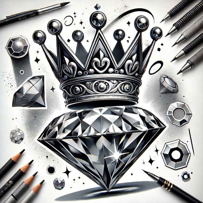 Korony i diamenty - Free tattoo design ideas ai genereted - inkby.ai