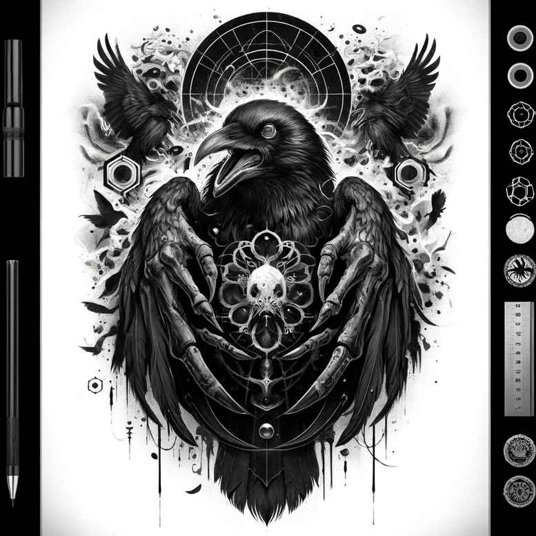 Kruki i wrony - Free tattoo design ideas ai genereted - inkby.ai