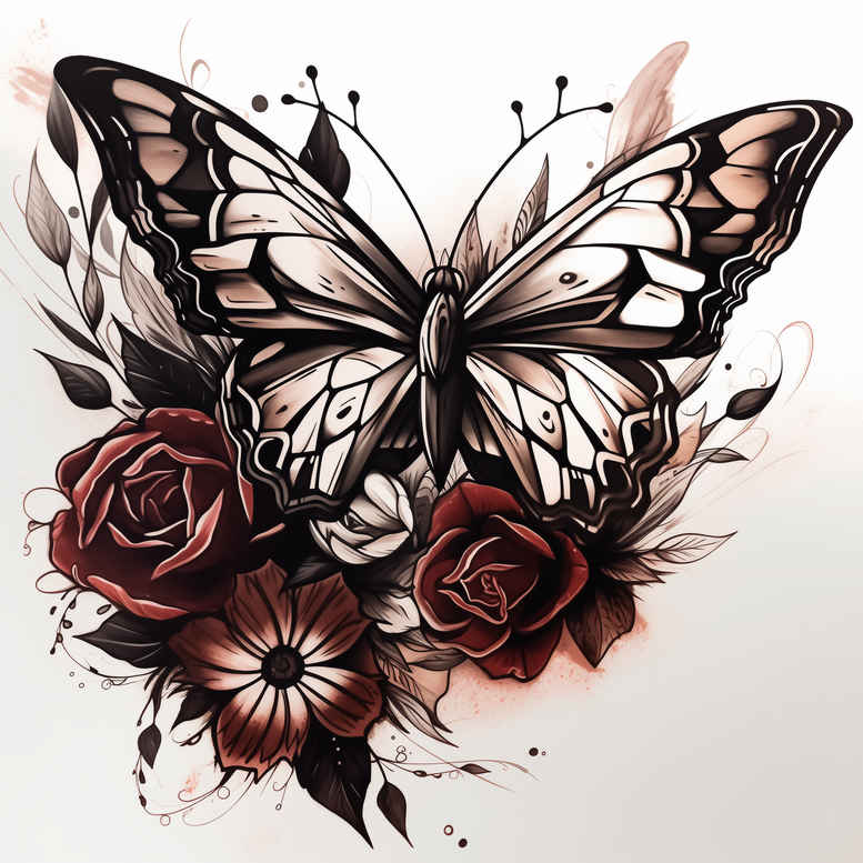 Motyle ćmy ważki - Free tattoo design ideas ai genereted - inkby.ai