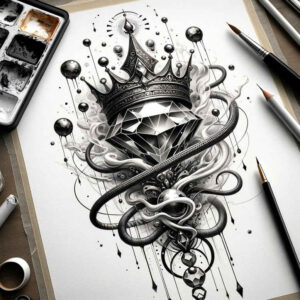 Korony i diamenty - Free tattoo design ideas ai genereted - inkby.ai