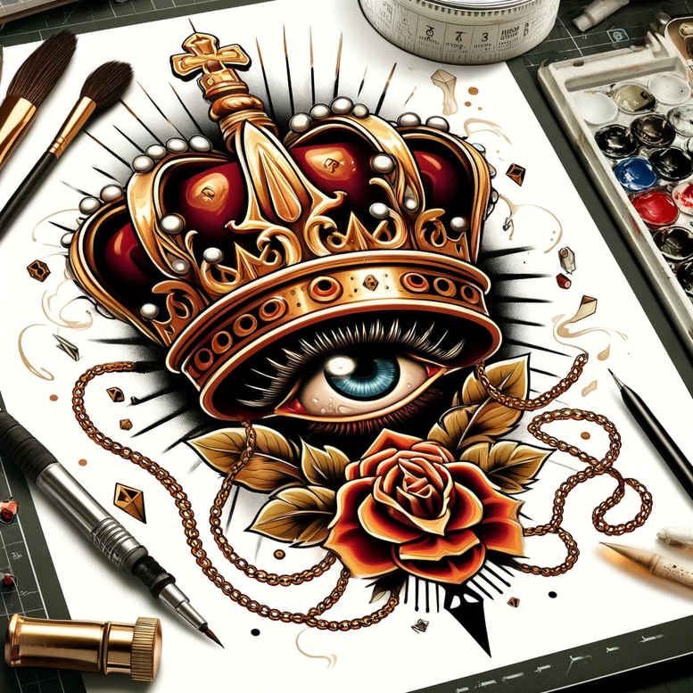 Korony i diamenty - Free tattoo design ideas ai genereted - inkby.ai