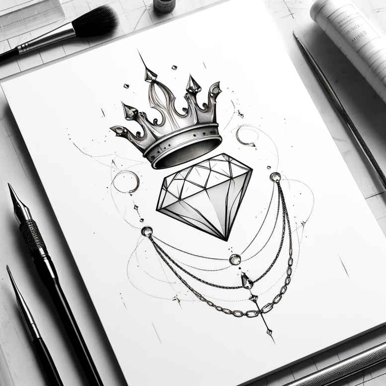 Korony i diamenty - Free tattoo design ideas ai genereted - inkby.ai