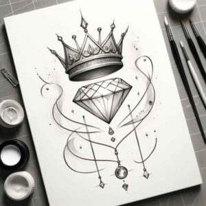 Korony i diamenty - Free tattoo design ideas ai genereted - inkby.ai