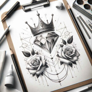 Korony i diamenty - Free tattoo design ideas ai genereted - inkby.ai