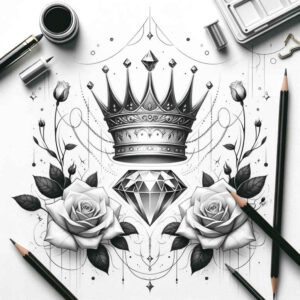 Korony i diamenty - Free tattoo design ideas ai genereted - inkby.ai