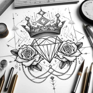 Korony i diamenty - Free tattoo design ideas ai genereted - inkby.ai