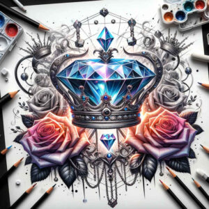 Korony i diamenty - Free tattoo design ideas ai genereted - inkby.ai