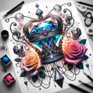Korony i diamenty - Free tattoo design ideas ai genereted - inkby.ai