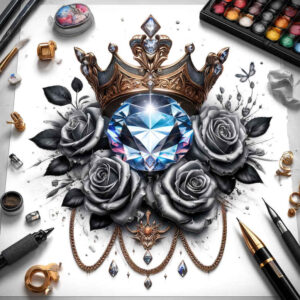 Korony i diamenty - Free tattoo design ideas ai genereted - inkby.ai