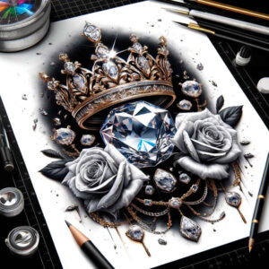 Korony i diamenty - Free tattoo design ideas ai genereted - inkby.ai