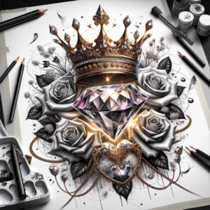Korony i diamenty - Free tattoo design ideas ai genereted - inkby.ai