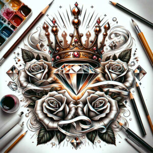 Korony i diamenty - Free tattoo design ideas ai genereted - inkby.ai