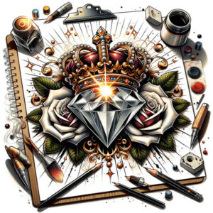 Korony i diamenty - Free tattoo design ideas ai genereted - inkby.ai