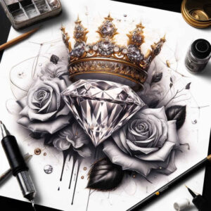 Korony i diamenty - Free tattoo design ideas ai genereted - inkby.ai
