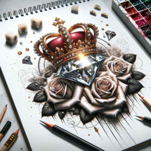 Korony i diamenty - Free tattoo design ideas ai genereted - inkby.ai
