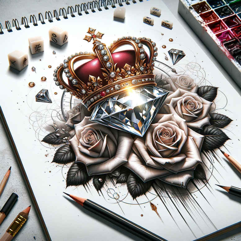 Korony i diamenty - Free tattoo design ideas ai genereted - inkby.ai