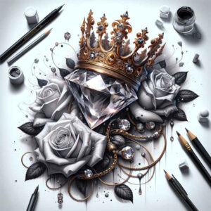 Korony i diamenty - Free tattoo design ideas ai genereted - inkby.ai