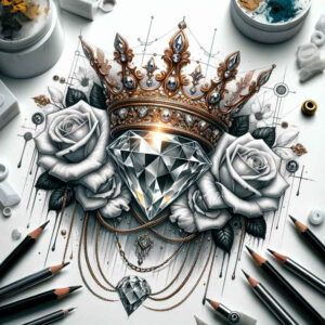 Korony i diamenty - Free tattoo design ideas ai genereted - inkby.ai