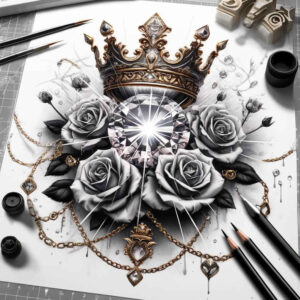 Korony i diamenty - Free tattoo design ideas ai genereted - inkby.ai