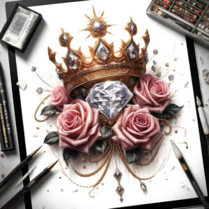 Korony i diamenty - Free tattoo design ideas ai genereted - inkby.ai