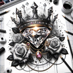 Korony i diamenty - Free tattoo design ideas ai genereted - inkby.ai