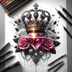 Korony i diamenty - Free tattoo design ideas ai genereted - inkby.ai