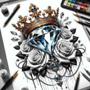 Korony i diamenty - Free tattoo design ideas ai genereted - inkby.ai