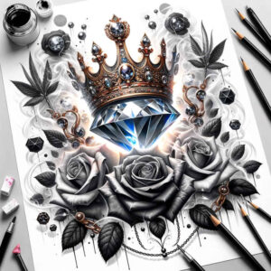Korony i diamenty - Free tattoo design ideas ai genereted - inkby.ai