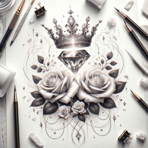 Korony i diamenty - Free tattoo design ideas ai genereted - inkby.ai