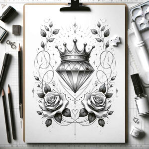 Korony i diamenty - Free tattoo design ideas ai genereted - inkby.ai