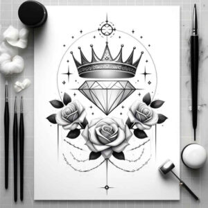 Korony i diamenty - Free tattoo design ideas ai genereted - inkby.ai