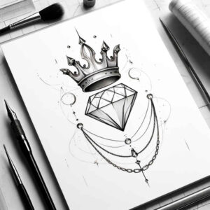Korony i diamenty - Free tattoo design ideas ai genereted - inkby.ai