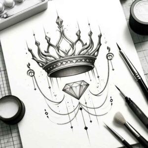 Korony i diamenty - Free tattoo design ideas ai genereted - inkby.ai