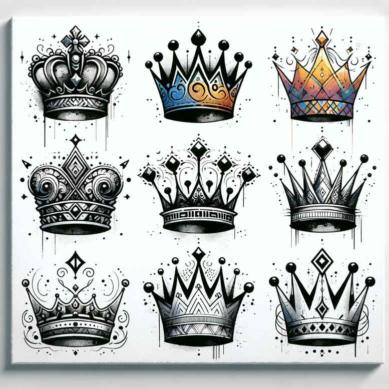 Korony i diamenty - Free tattoo design ideas ai genereted - inkby.ai