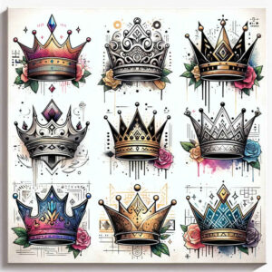 Korony i diamenty - Free tattoo design ideas ai genereted - inkby.ai
