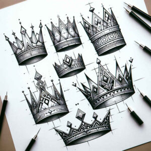 Korony i diamenty - Free tattoo design ideas ai genereted - inkby.ai