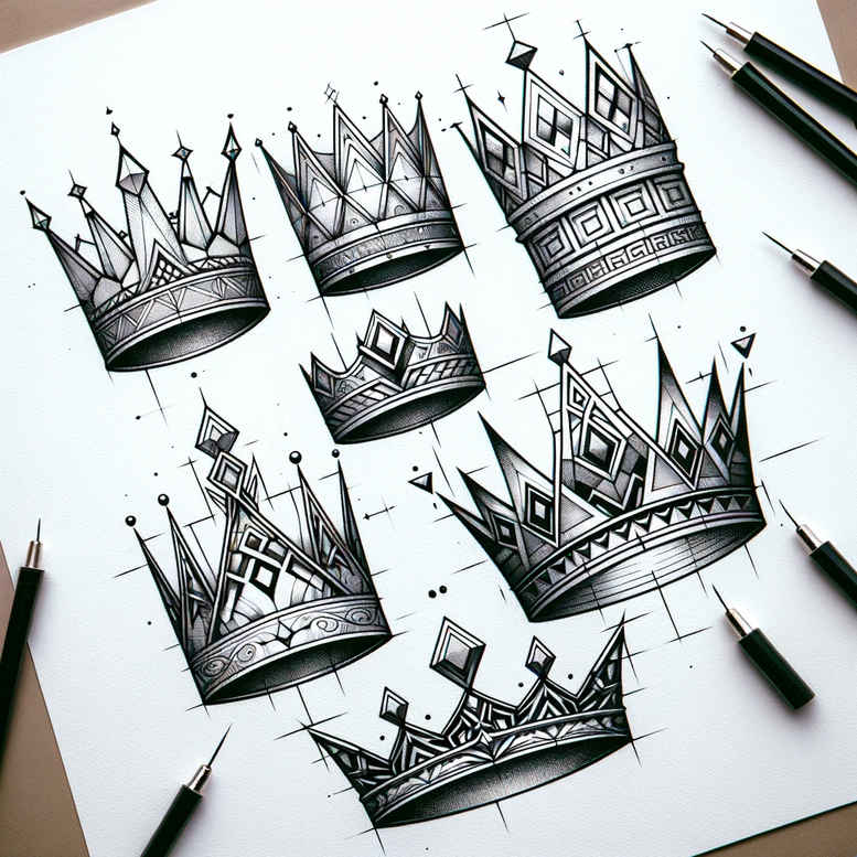 Korony i diamenty - Free tattoo design ideas ai genereted - inkby.ai