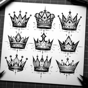 Korony i diamenty - Free tattoo design ideas ai genereted - inkby.ai