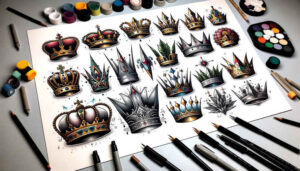 Korony i diamenty - Free tattoo design ideas ai genereted - inkby.ai