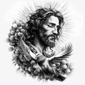 christs-face – tattoo design ideas free ai generated – ink-layering – for-forearm – Gallery: jesus-inkby-ai